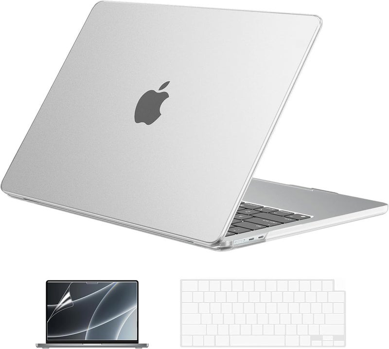 Eoocoo Case Compatible with MacBook Air 15 inch 2026 2025-2023 Release M4 A3241 M3 A3114 M2 A2941 Liquid Retina Display, Plastic Hard Shell Case & Keyboard Cover & Screen Protector, Frost Clear - Image 1